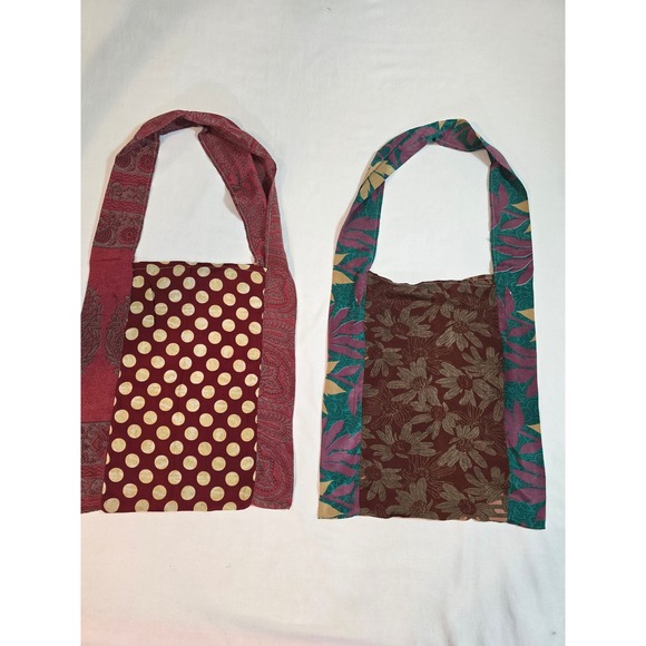 Unique Handmade Patchwork Shoulder Bag Hobo Boho Ethnic Style 100% Silk - Picture 2 of 9